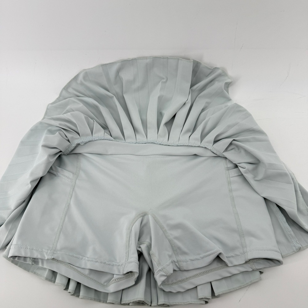 Gold Hinge Pleated Tennis Skirt Skort Mist Light Blue Gray Women S Preppy - Picture 4 of 7